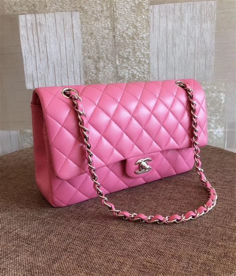 chanel pink quilted bag - authentic chanel lambskin bag.